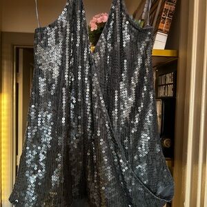 Sparkling Blue Wrap Sequin tank